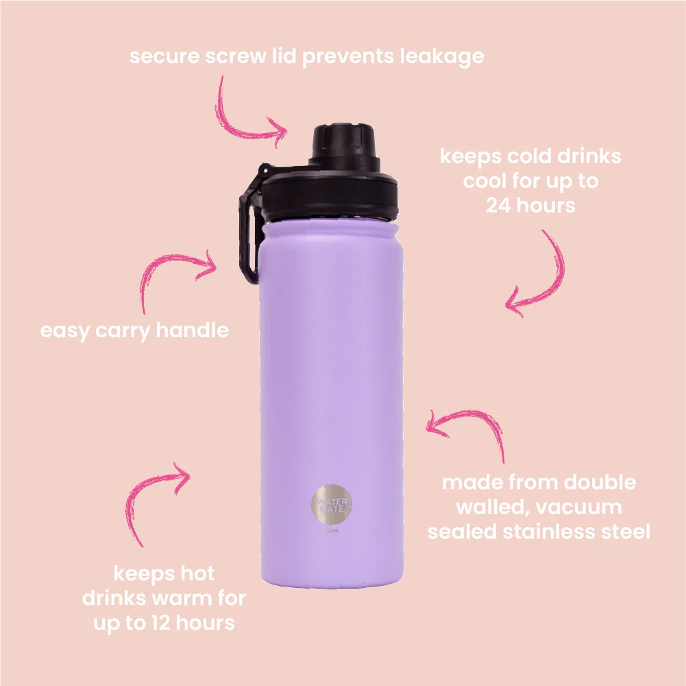 Annabel Trends Watermate 550ml Stainless Steel Drink Bottle Tumbler Pink Banksia