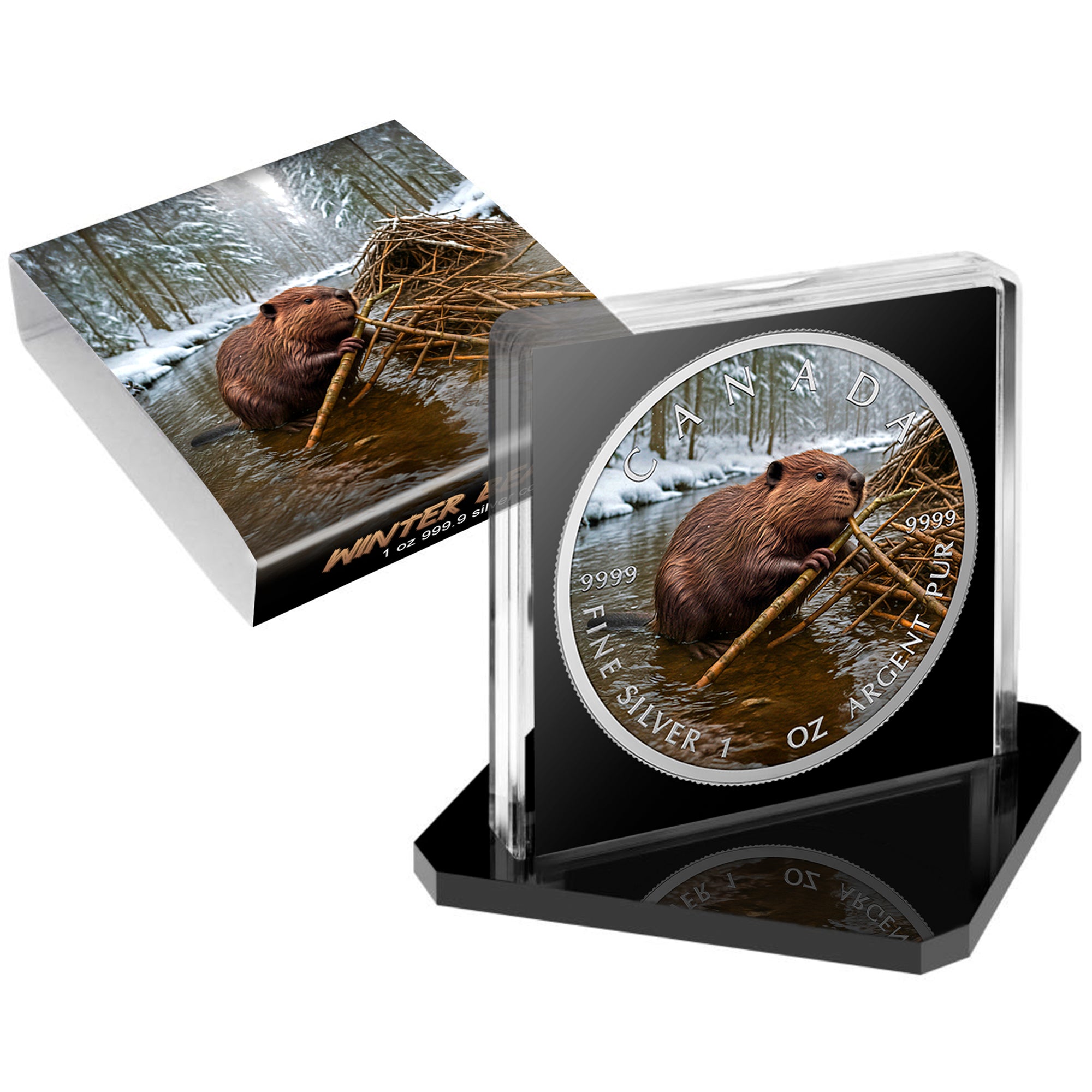 Winter Beaver 2025 Canada Maple Leaf 1oz Silver Coin
