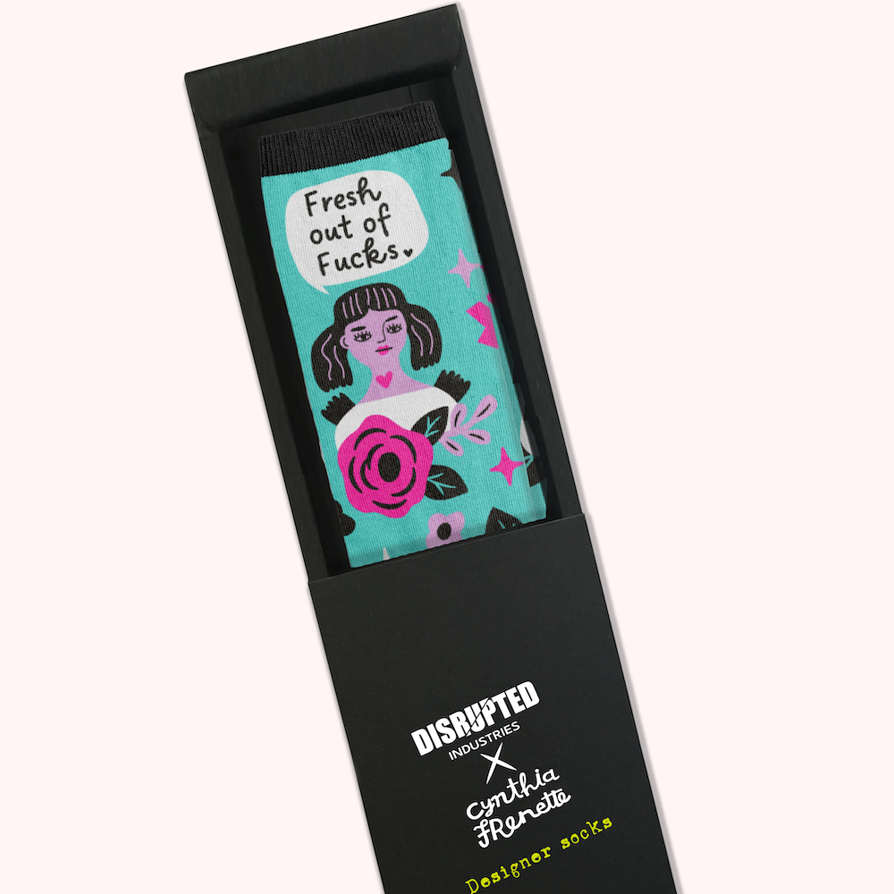 Disrupted Industries - Fresh Out of Fucks Grumpy Angel Socks