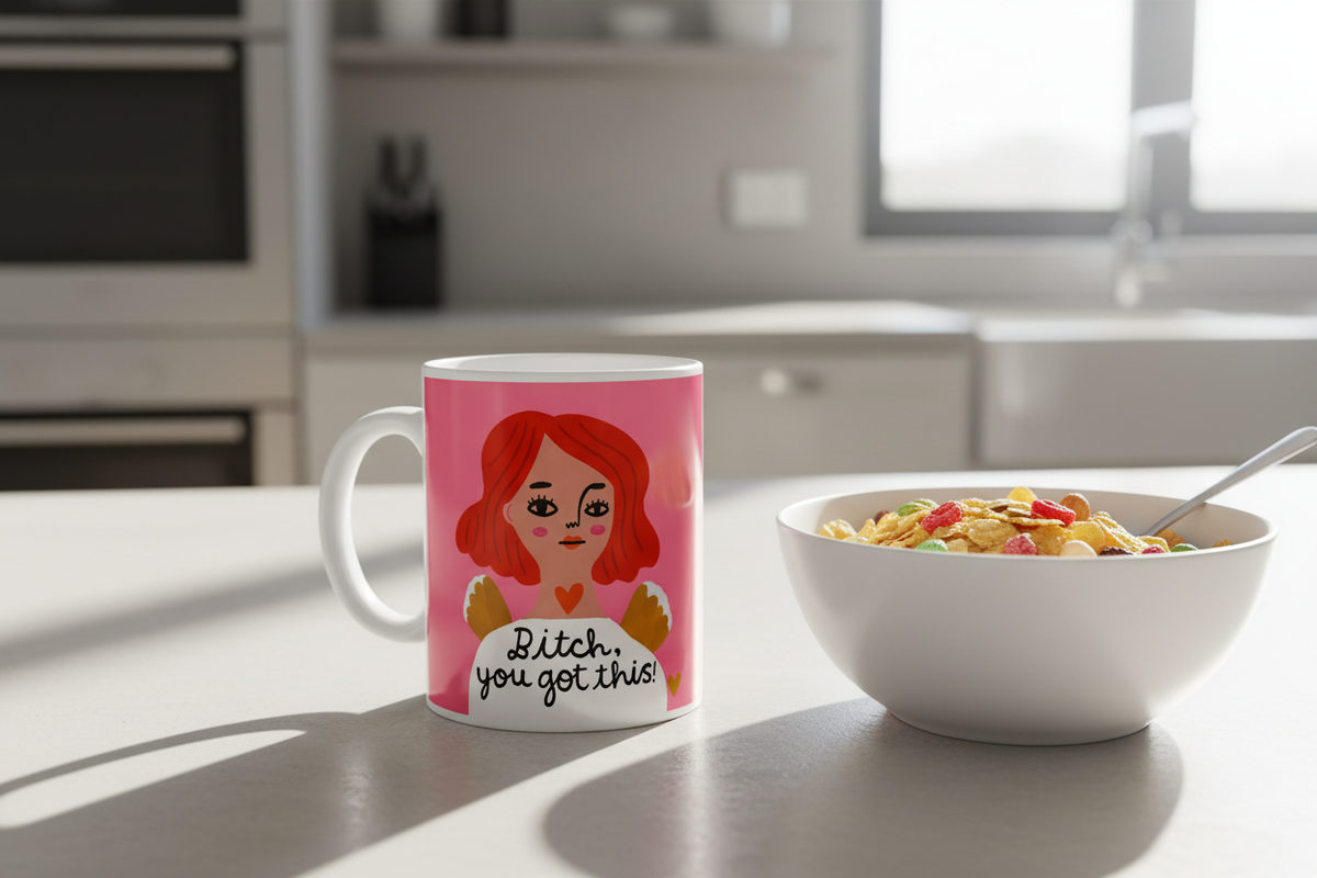 Disrupted Industries - Bitch, You Got This Grumpy Angel Mug