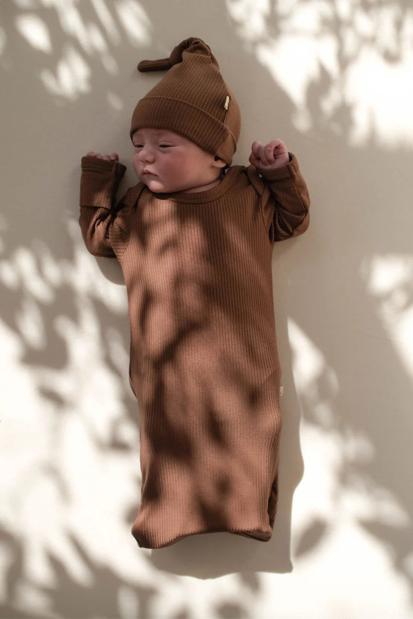 Kiin Baby Bamboo Newborn Sleep Gown Chocolate