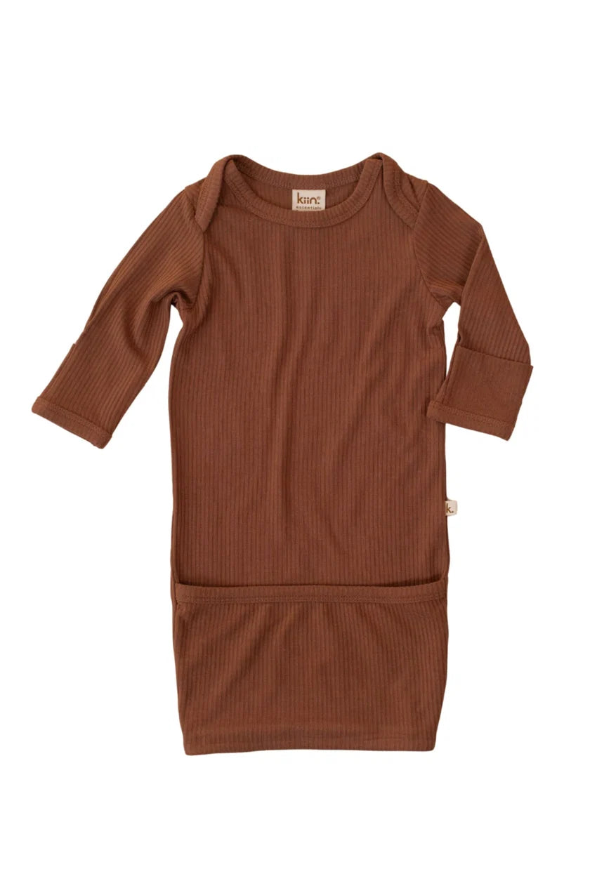 Kiin Baby Bamboo Newborn Sleep Gown Chocolate