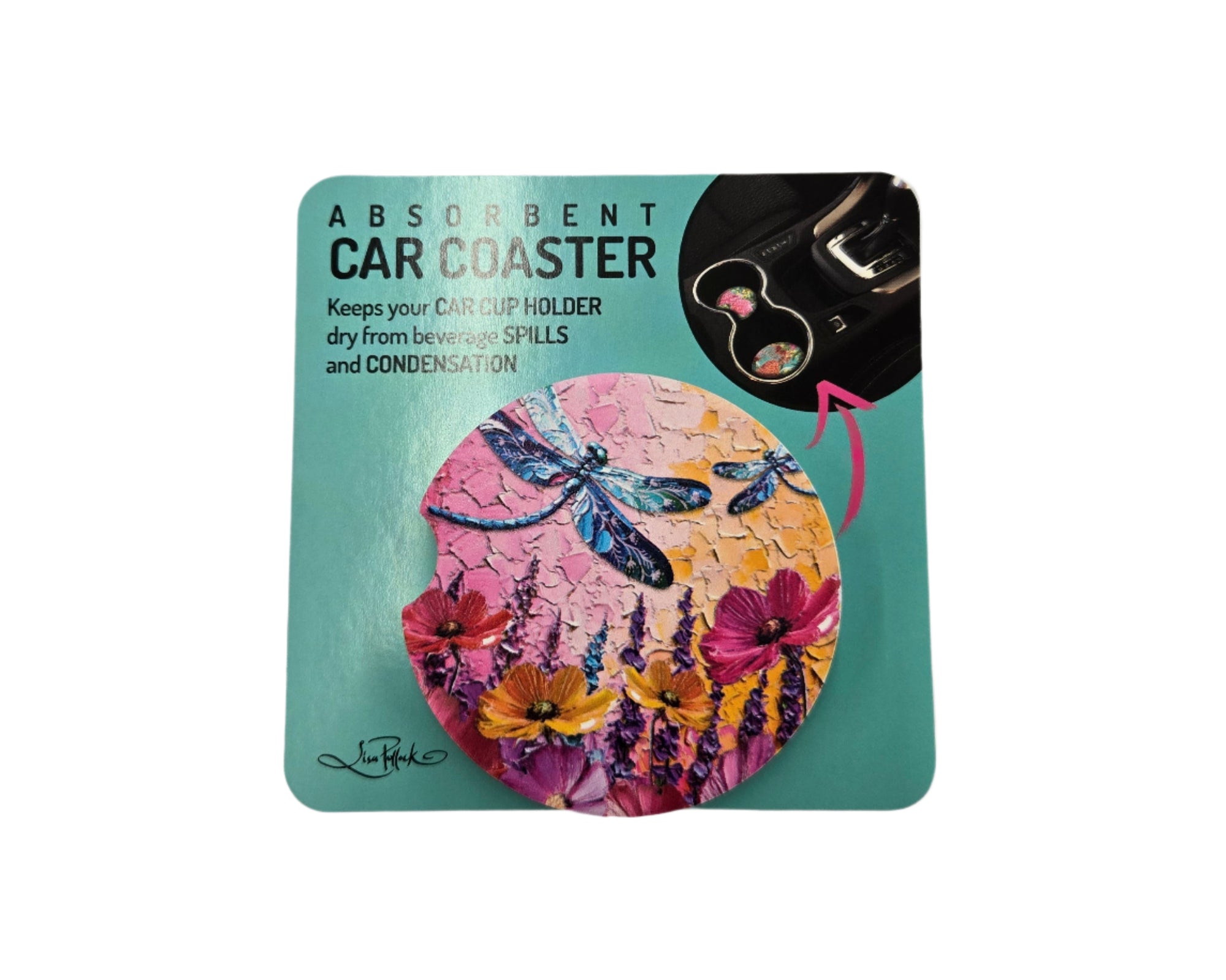 Lisa Pollock Car Coaster | Playful Dragonflies