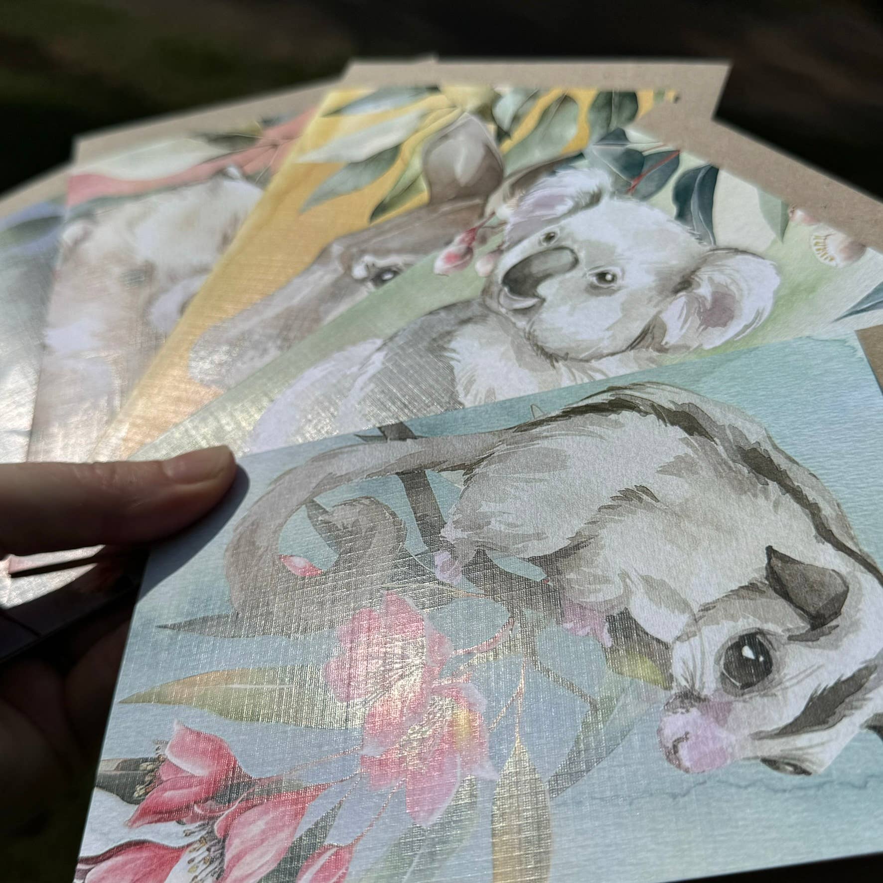 Australian Watercolour Wombat on Australian Flora greeting card