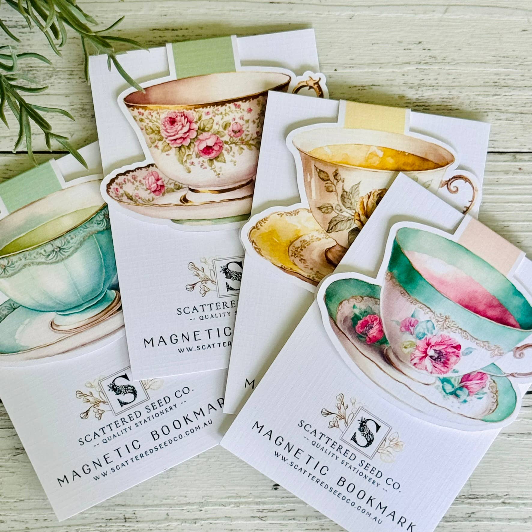 Vintage Teacup Magnetic Bookmarks 4 designs