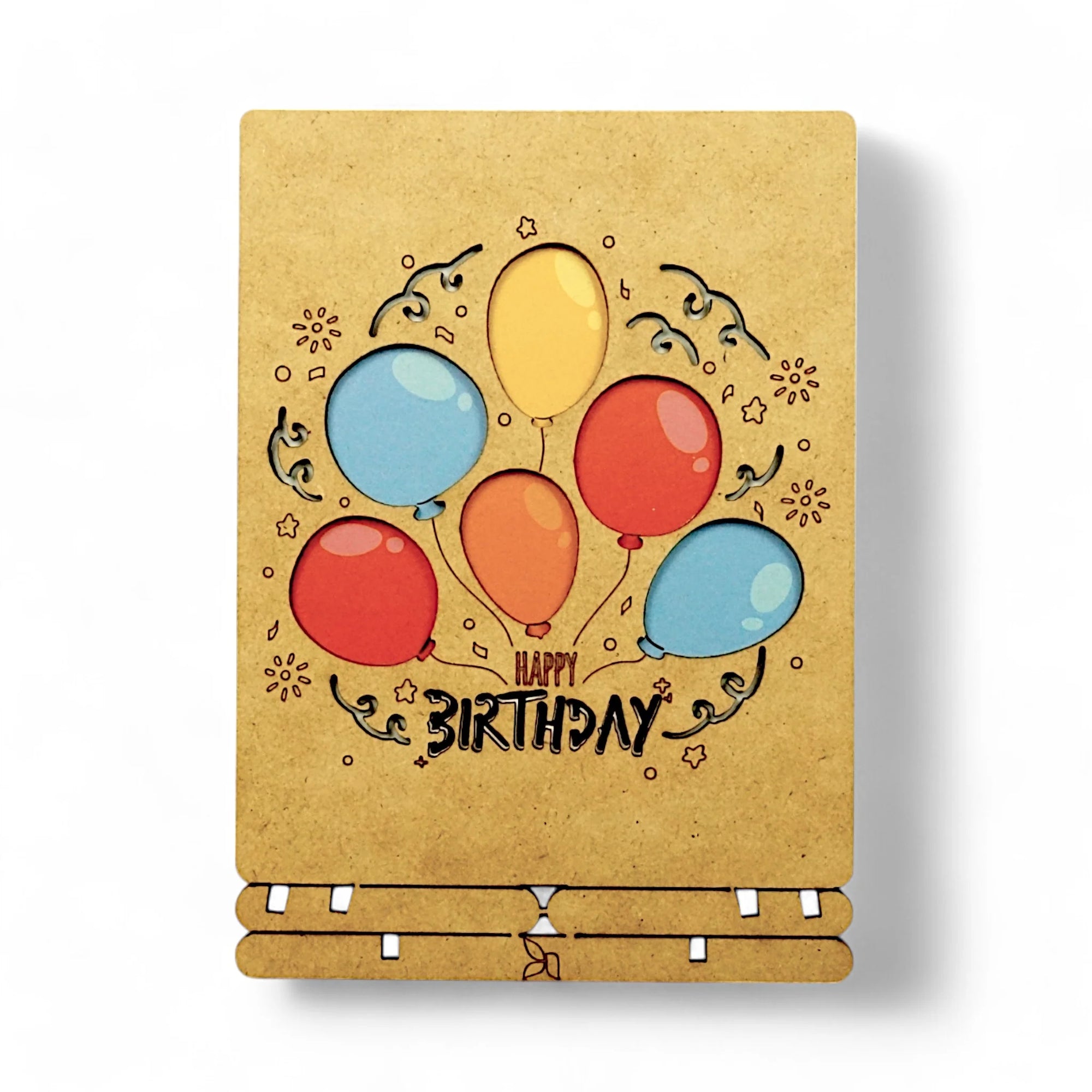 Pop-Up Art Wood Card | Happy Birthday Balloons
