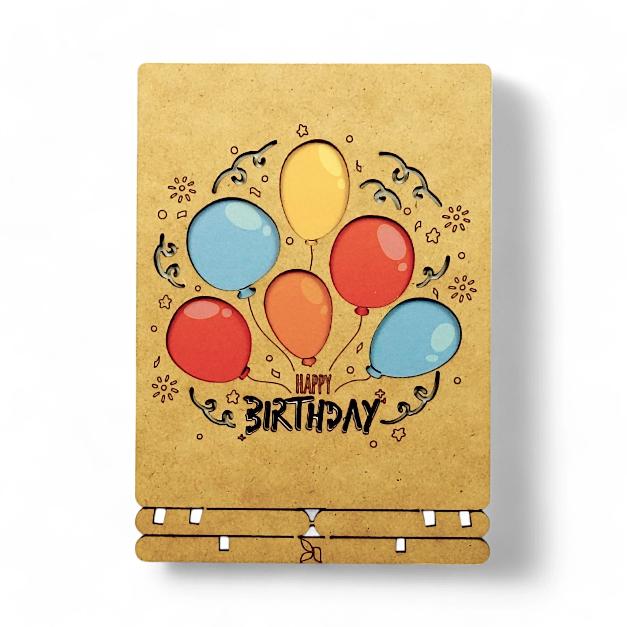 Pop-Up Art Wood Card | Happy Birthday Balloons