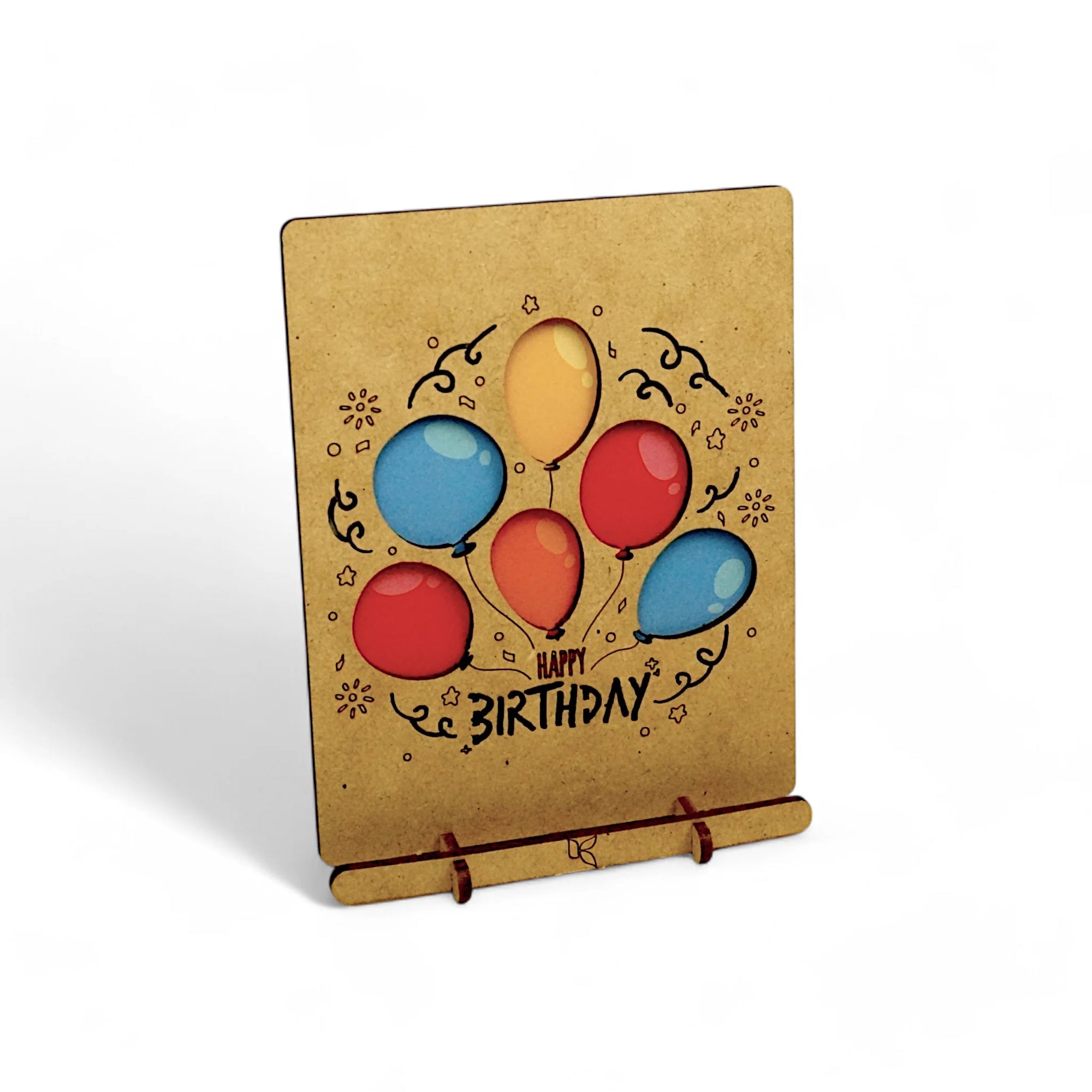 Pop-Up Art Wood Card | Happy Birthday Balloons