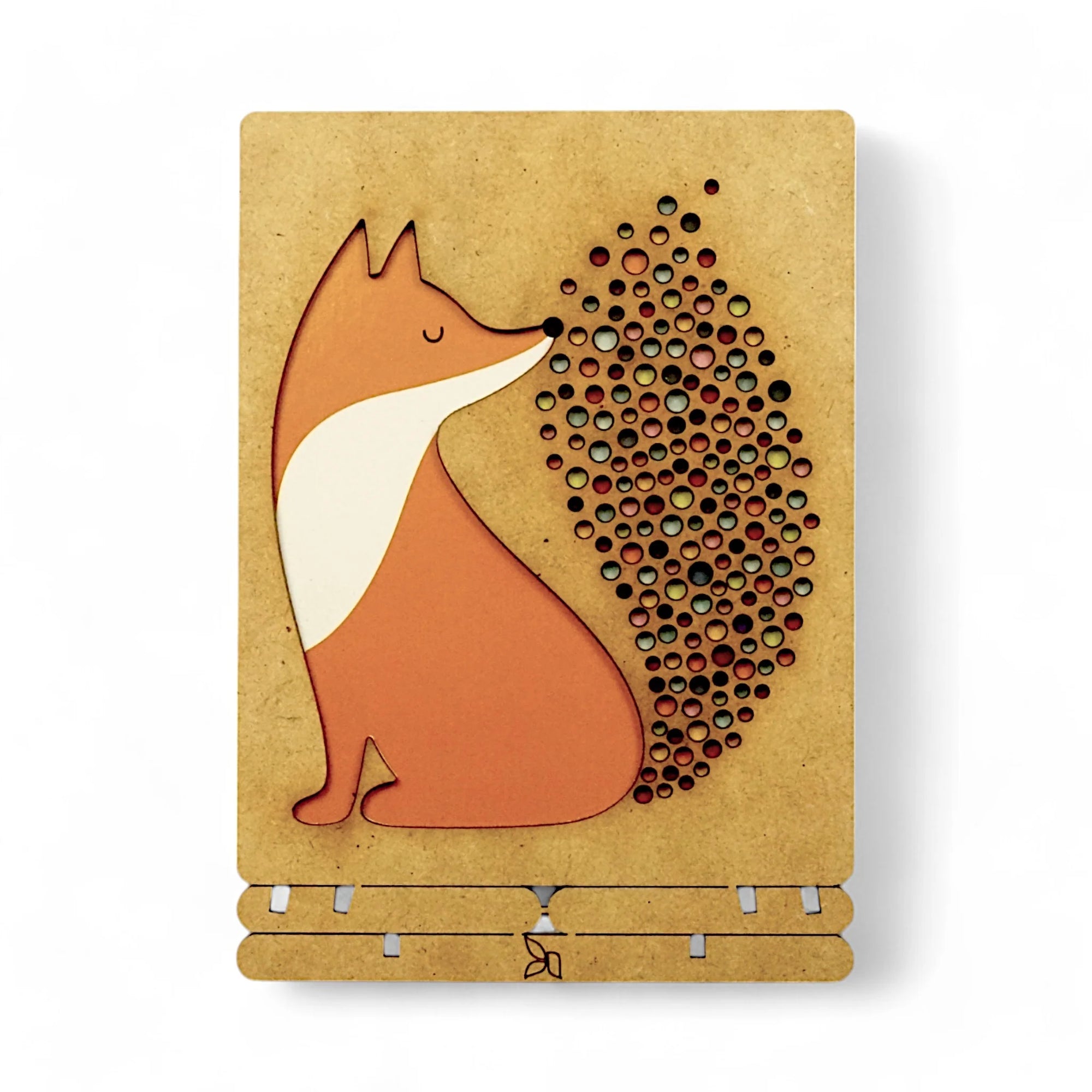 Pop-Up Art Wood Card | Rainbow Dot Fox