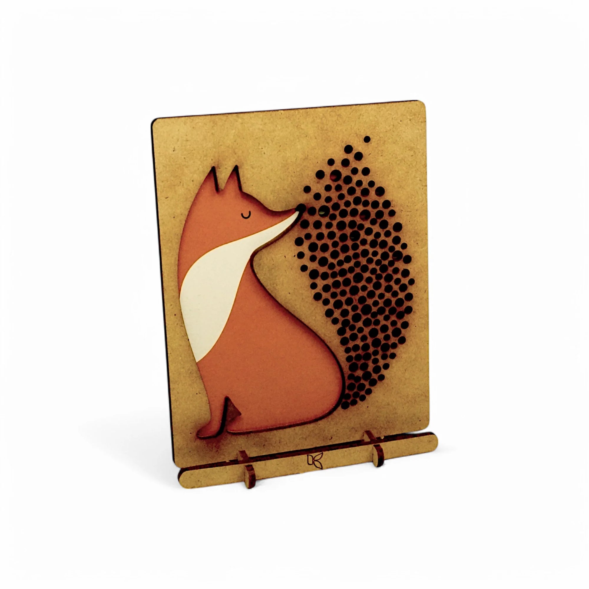 Pop-Up Art Wood Card | Rainbow Dot Fox