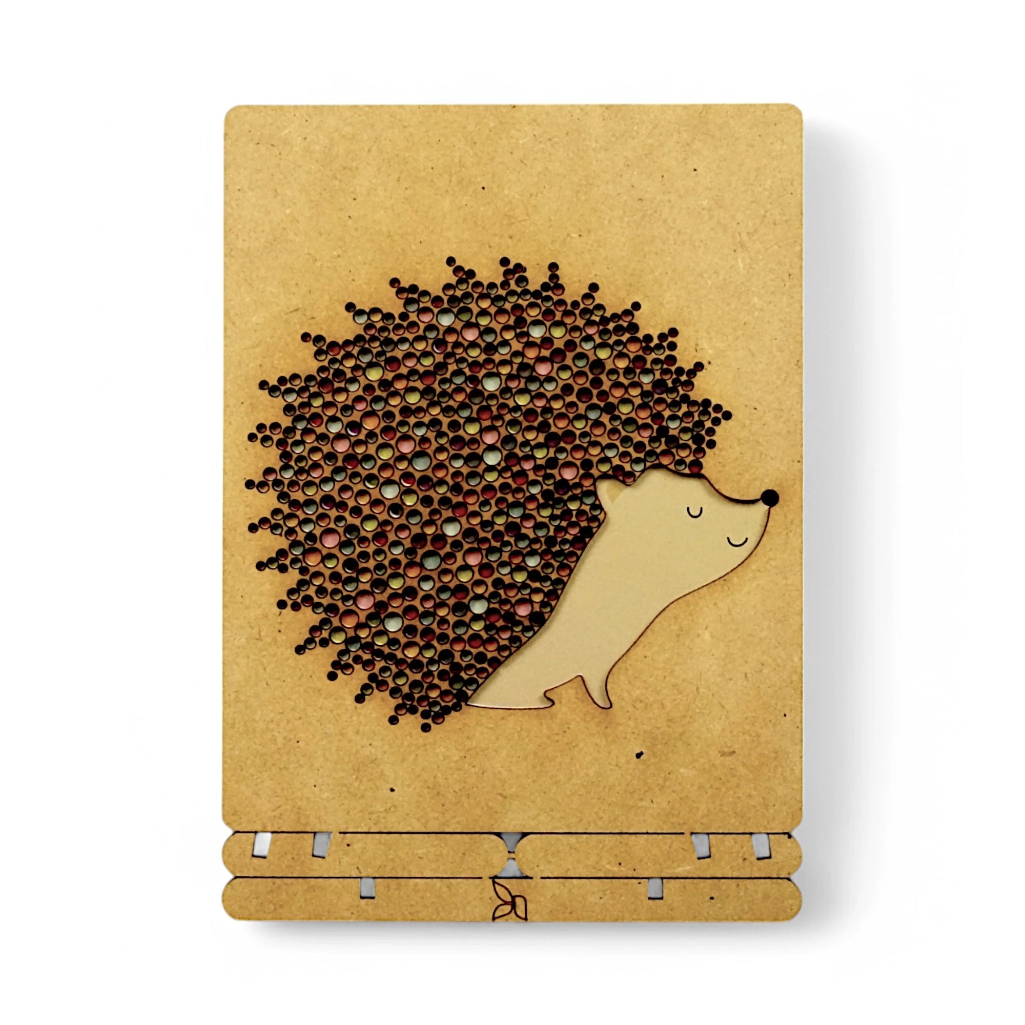 Pop-Up Art Wood Card | Rainbow Dot Hedgehog