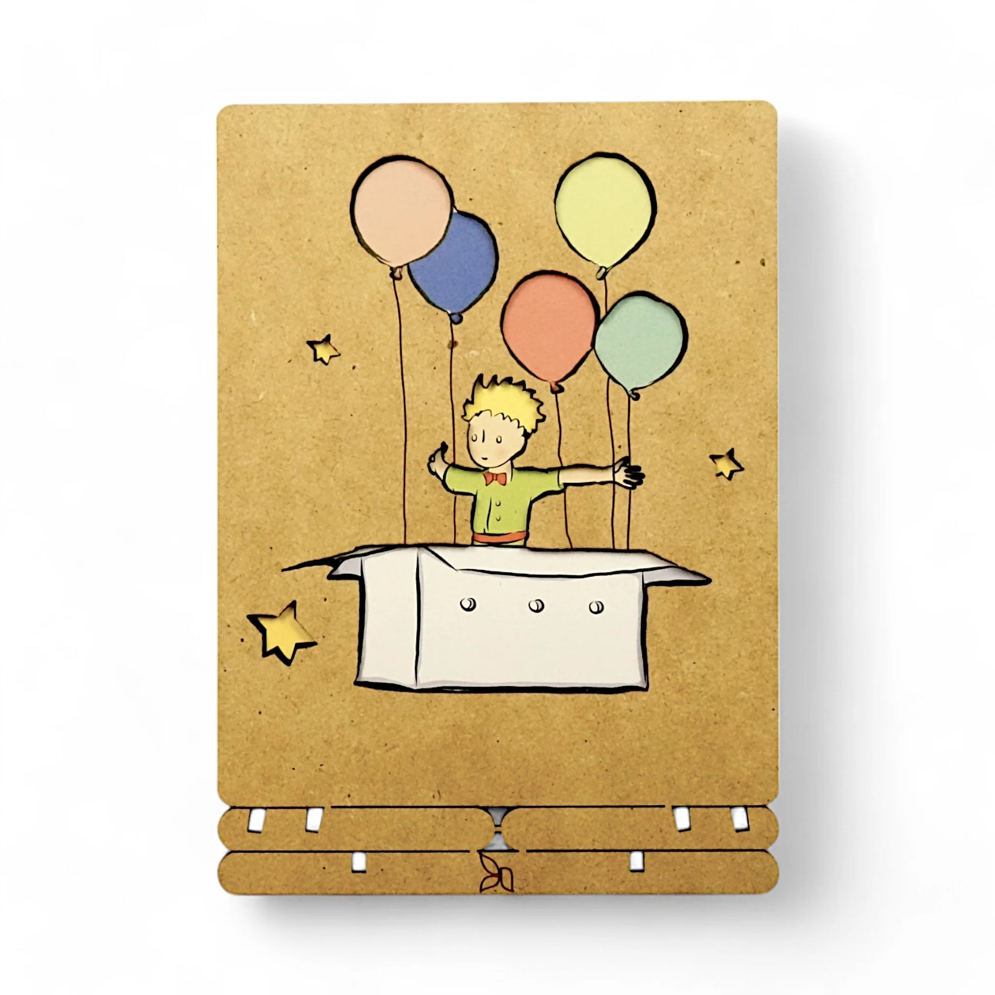 Pop-Up Art Wood Card | Le Petit Prince Balloon