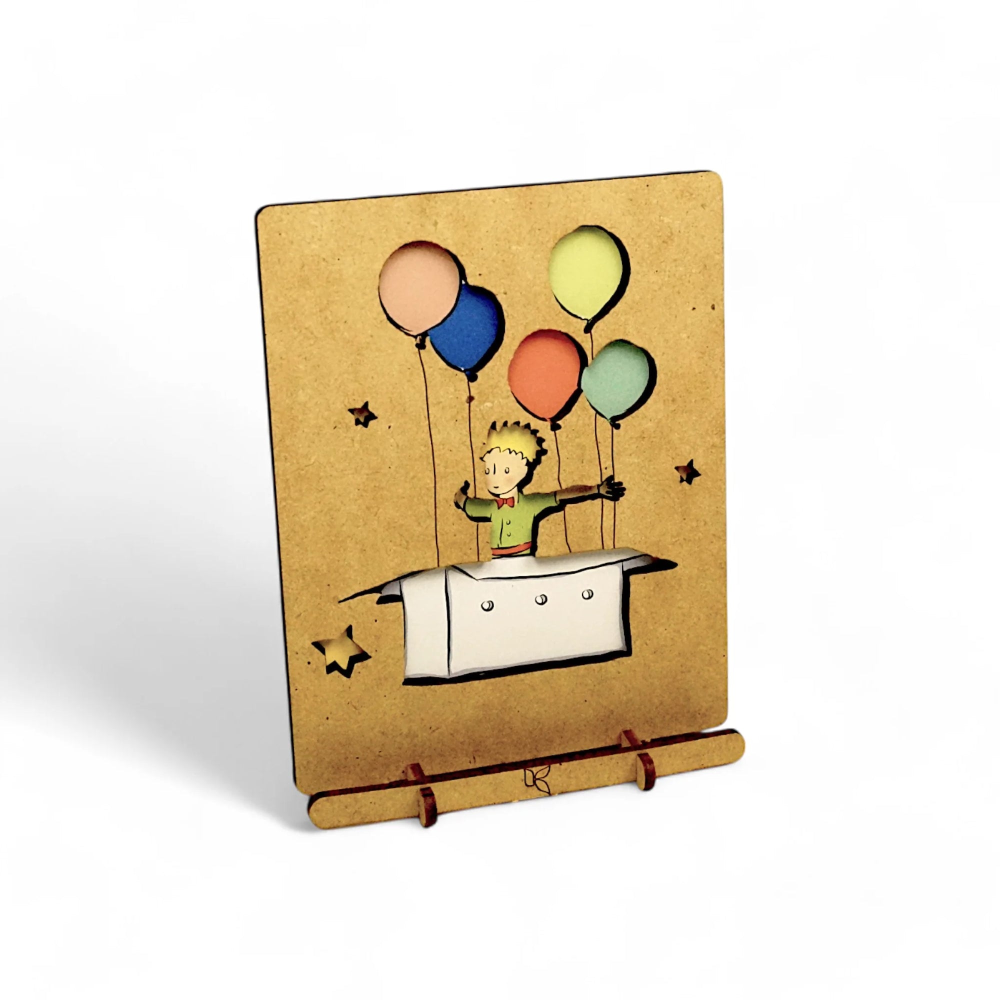 Pop-Up Art Wood Card | Le Petit Prince Balloon