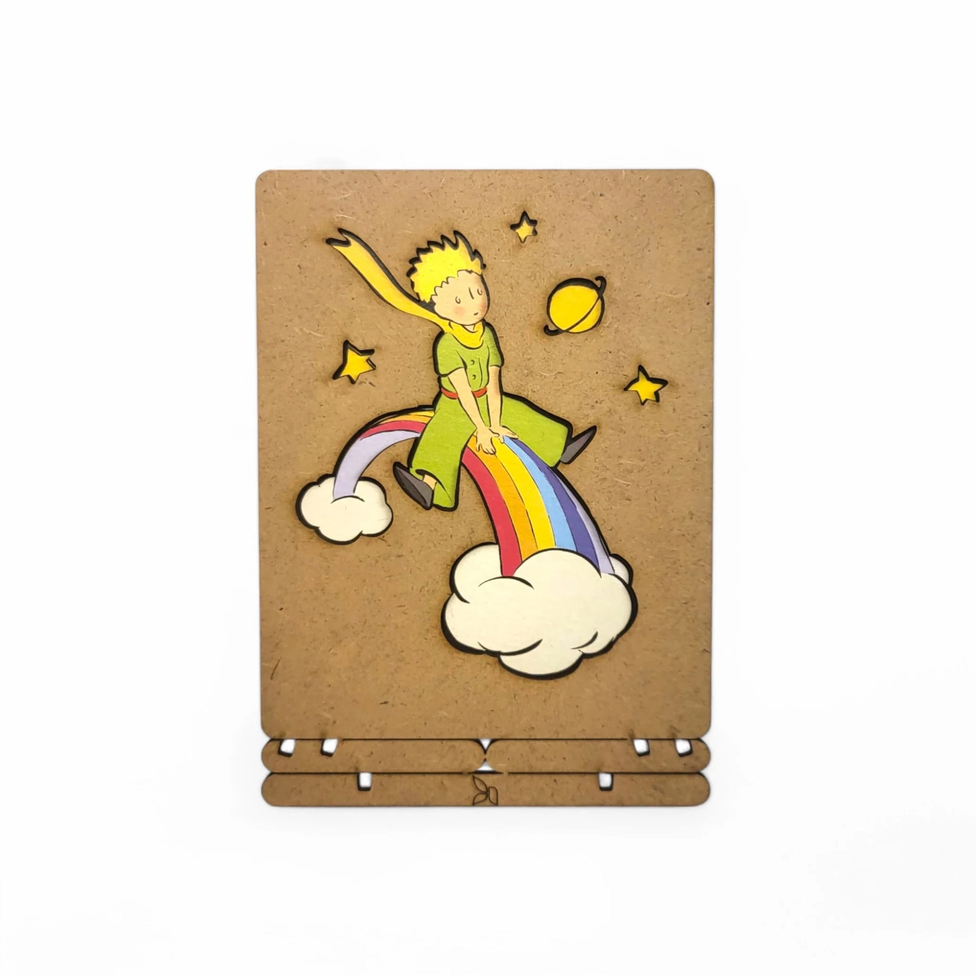 Pop-Up Art Wood Card | Le Petit Prince Rainbow