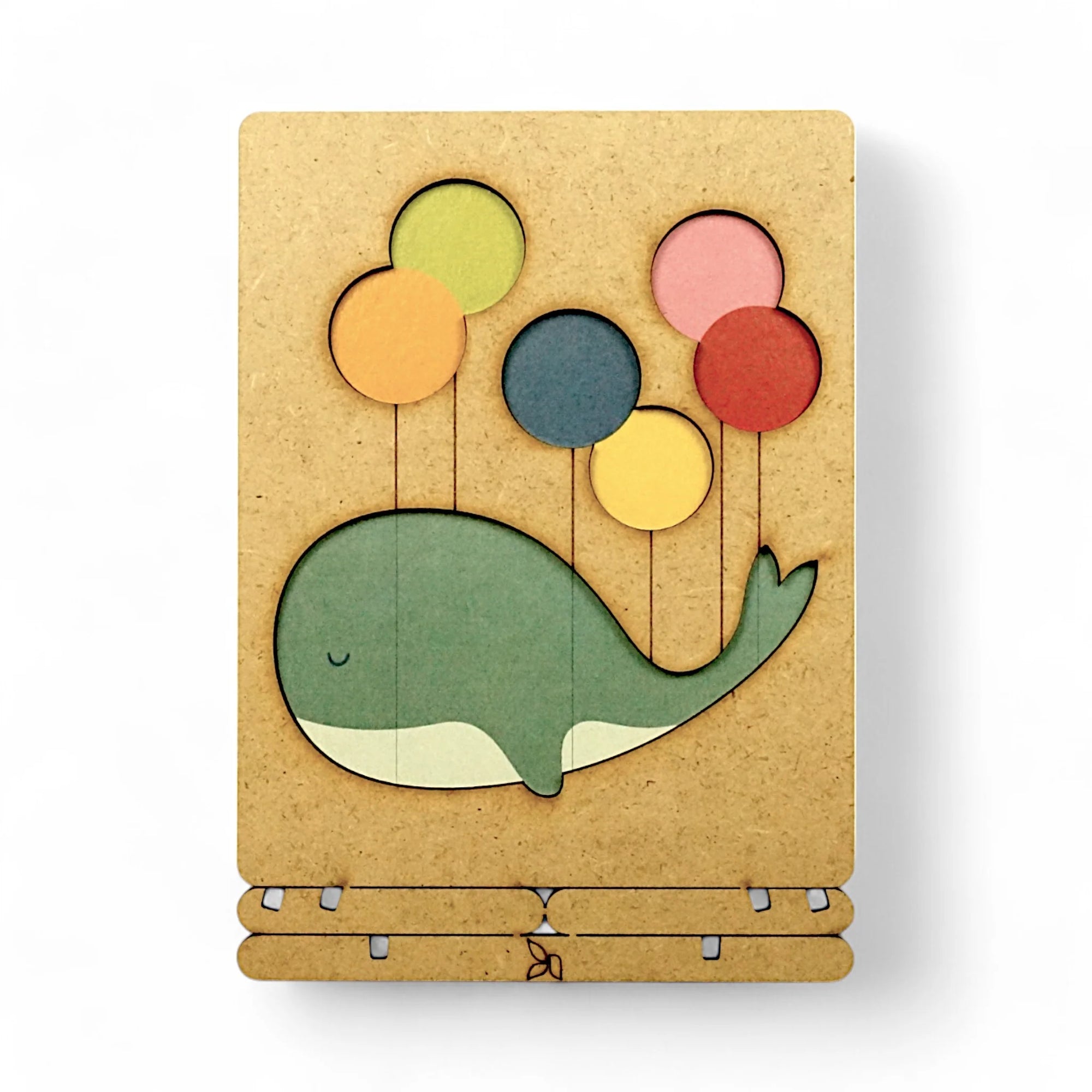 Pop-Up Art Wood Card | Balloon Floating Whale