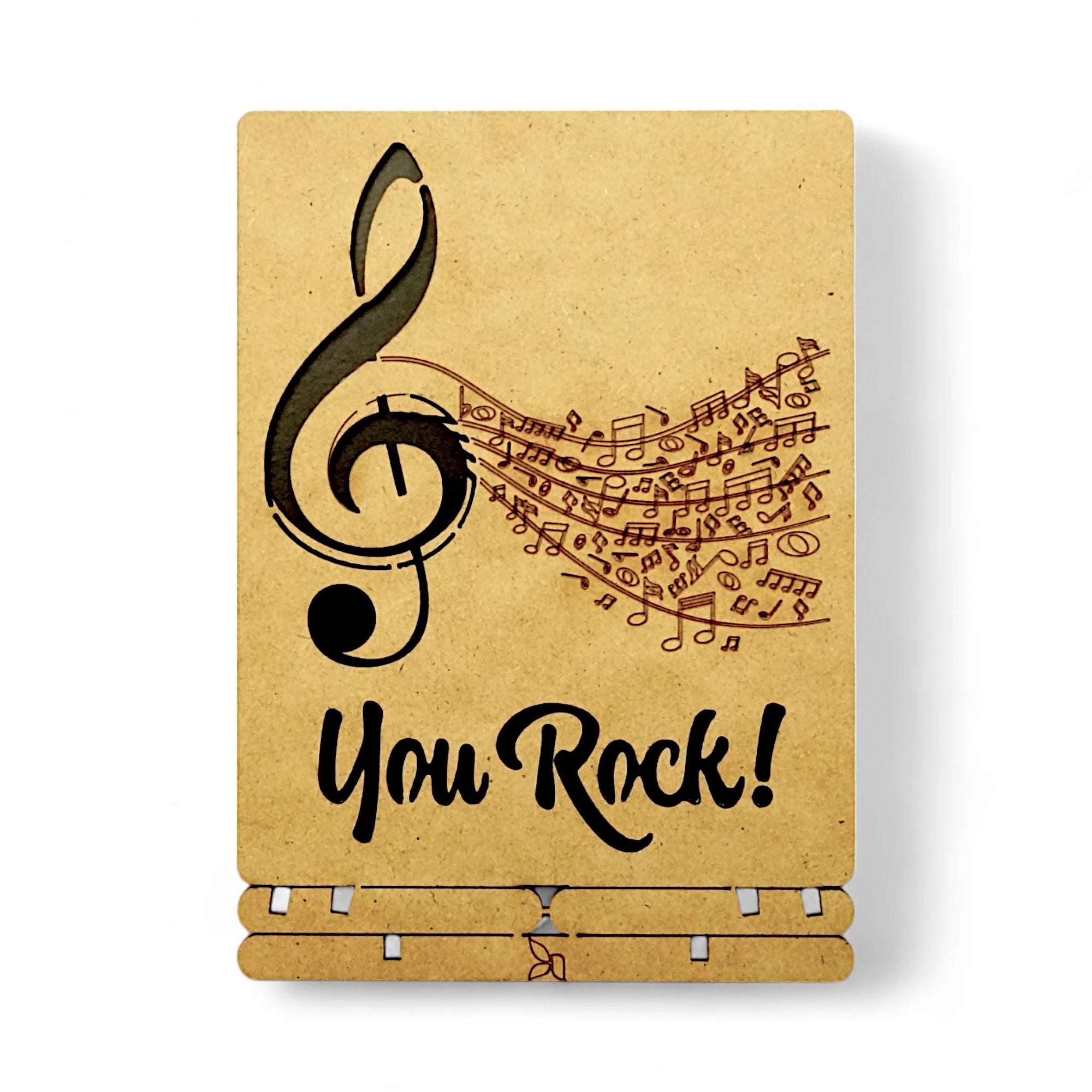 Pop-Up Art Wood Card | You Rock!