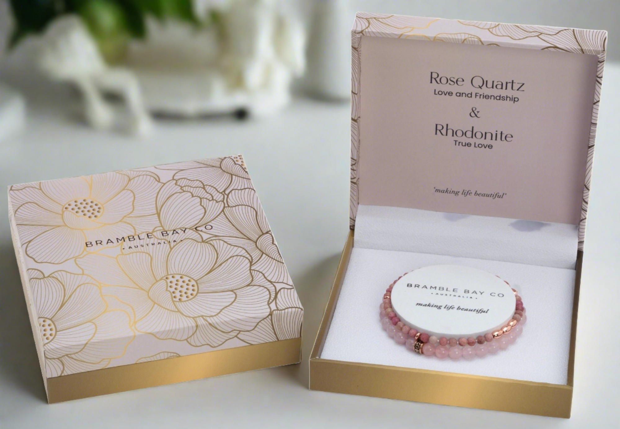 The Elegance Collection Bracelet | Rose Quartz and Rhodonite
