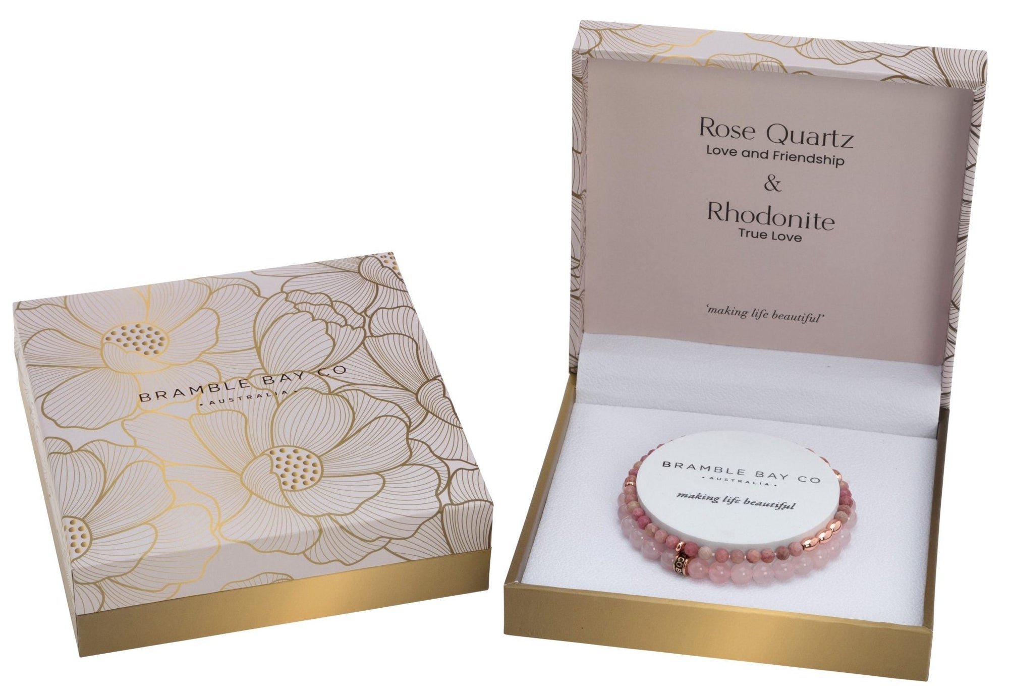 The Elegance Collection Bracelet | Rose Quartz and Rhodonite