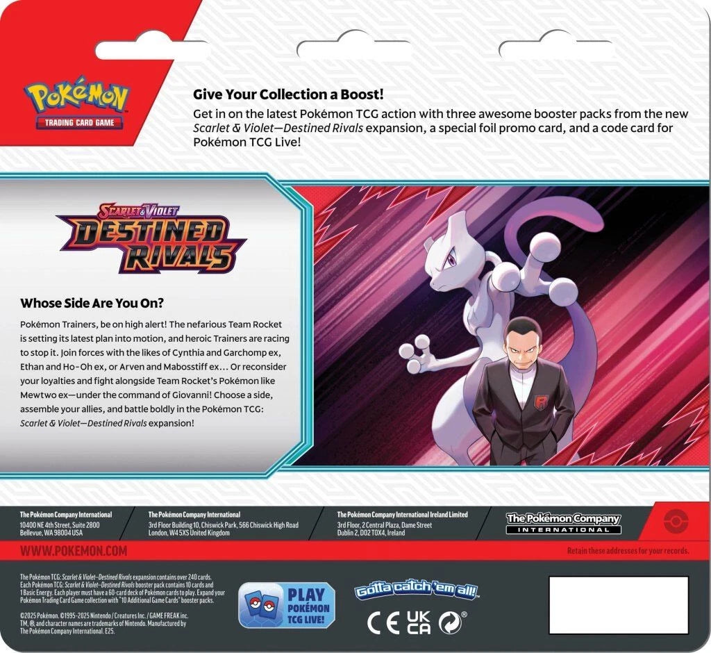 Pokemon Scarlet & Violet Destined Rivals Three Booster Blister