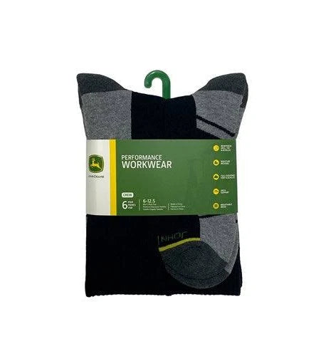 John Deere | Crew Performance Workwear Socks 6pk