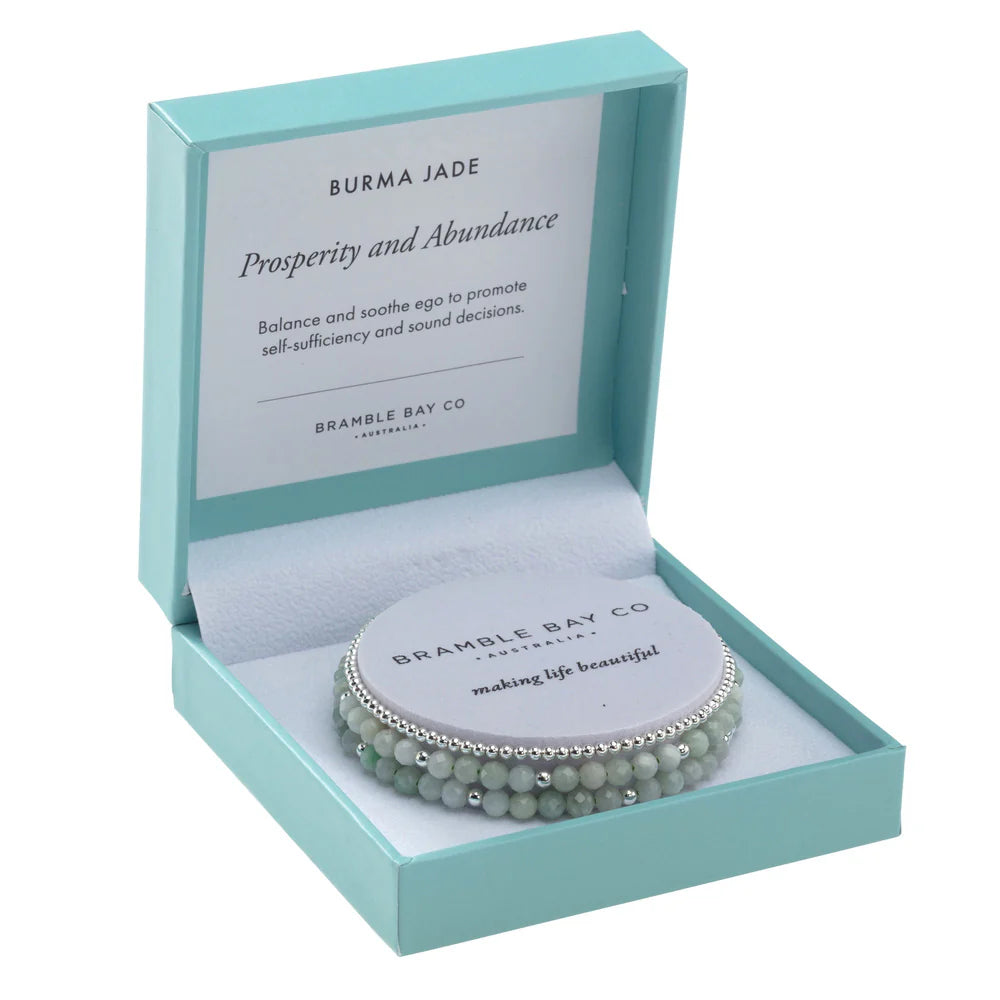 Trio Bracelet Set Burma Jade & Silver Plated Bead | Prosperity & Abundance