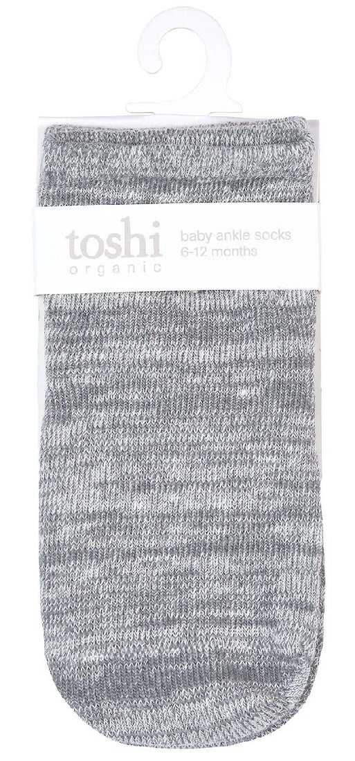 Toshi Organic Socks | Ankle Marle Pebble
