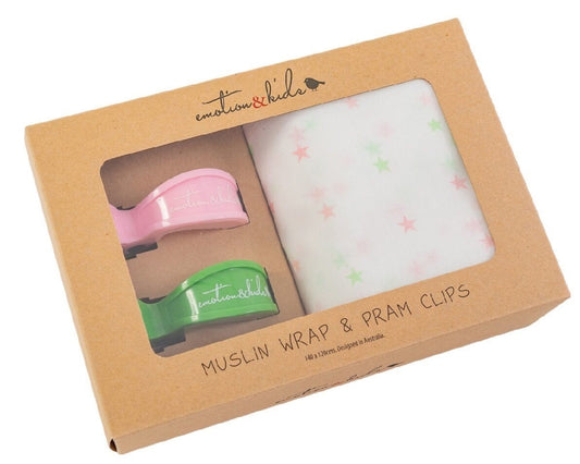 Muslin Wrap & Pram Clip Set | Gelati Star